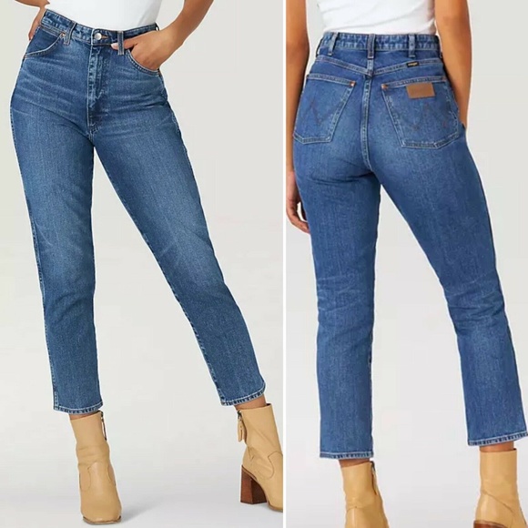 Wrangler Icon Crop Denim Jeans Indigood 11WWZ - Picture 2 of 9